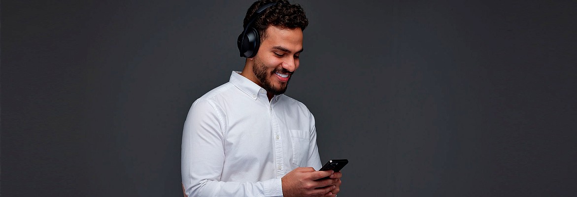 A Saudi Man Listening To Music