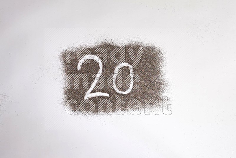 Numbers written with glitter on white background