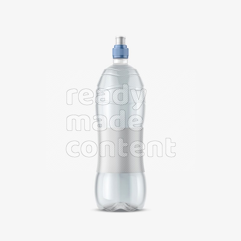 Plastic bottle mockup with push pull cap and a label isolated on white background 3d rendering