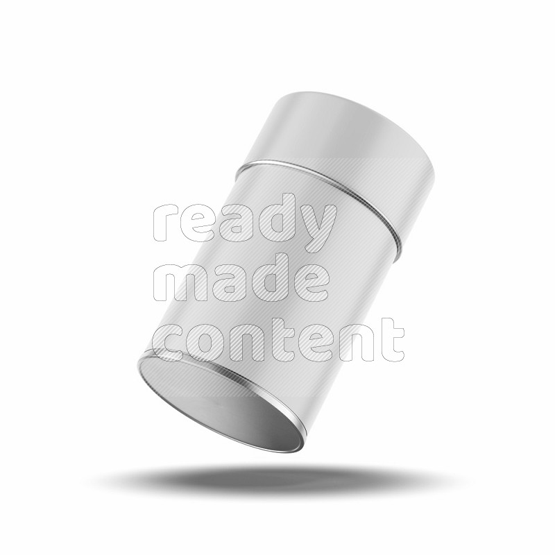 Glossy metallic can mockup with a label and a cap isolated on white background 3d rendering
