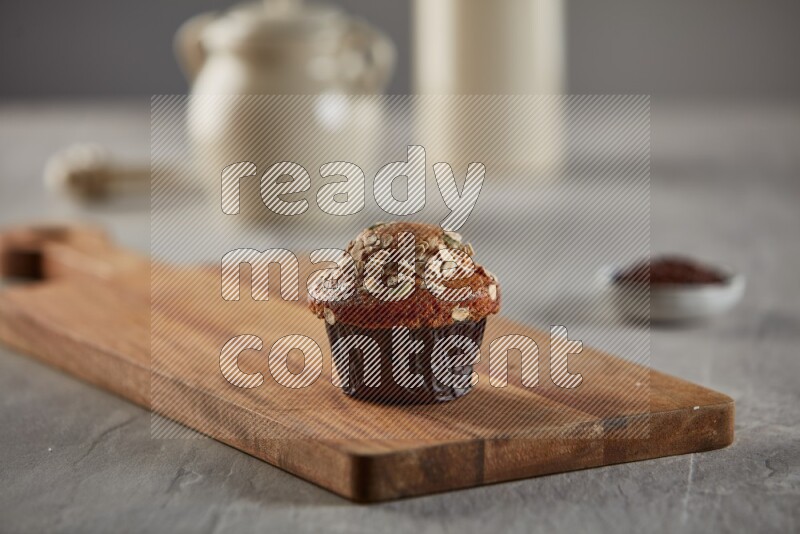Multigrain cupcake on a wooden board