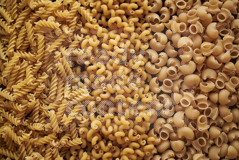 3 types of pasta filling the frame