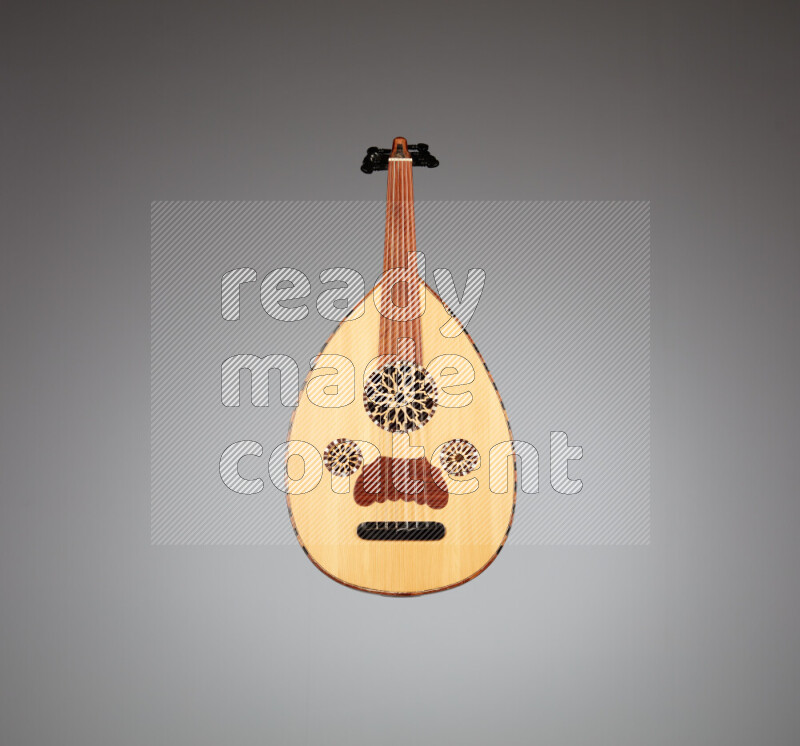 a wooden brown Oud on a gray background
