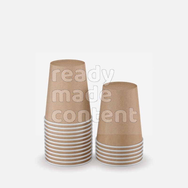 Set of matte paper cups mockup isolated on white background 3d rendering