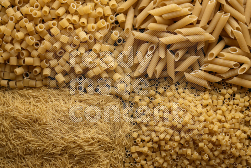 4 types of pasta filling the frame