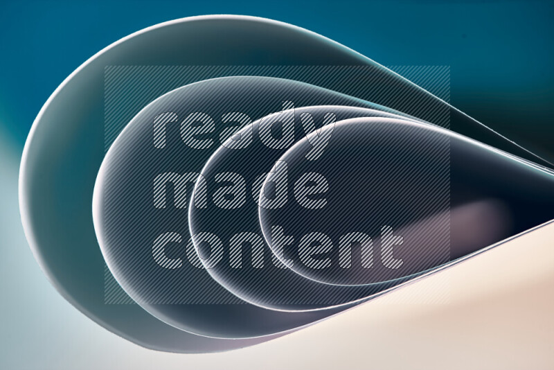 فن تجريدي لورق مطوي على شكل منحنيات ناعمة بتدرجات اللون الأزرق