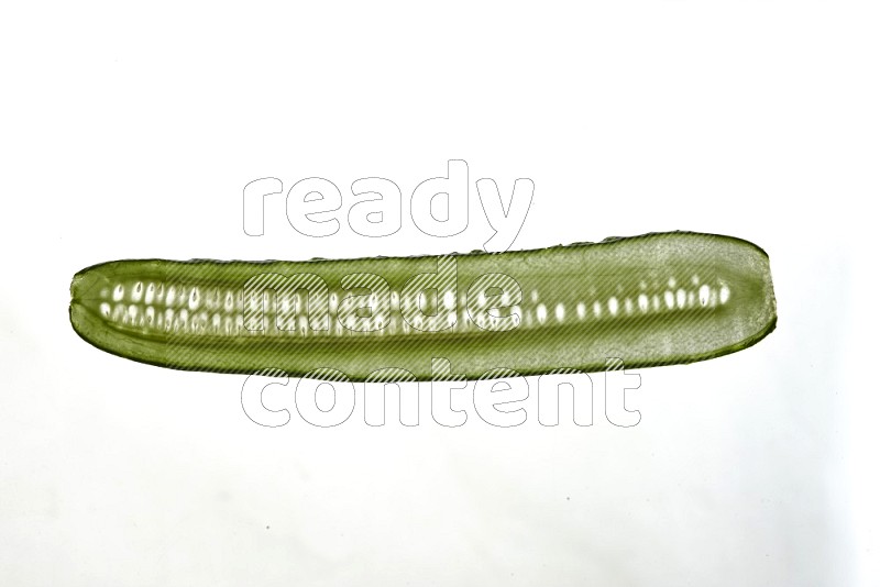 Cucumber slices on illuminated white background