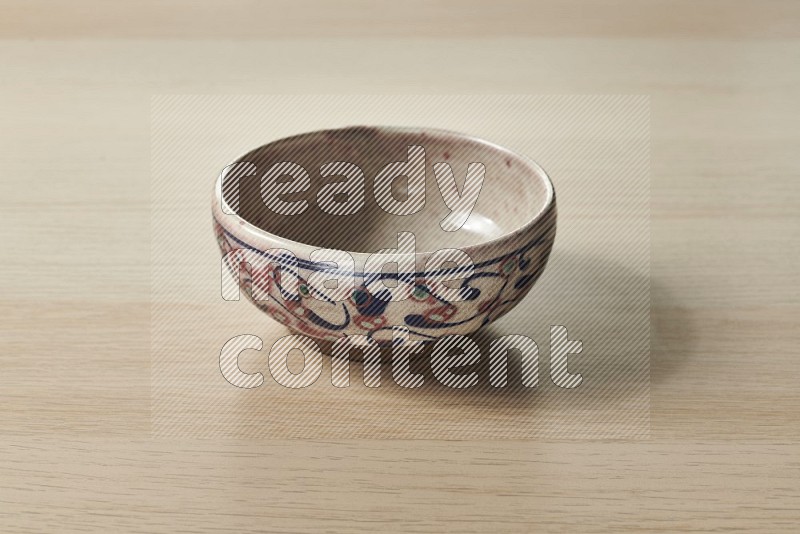 Decorative Pottery Bowl on Oak Wooden Flooring, 15 degrees