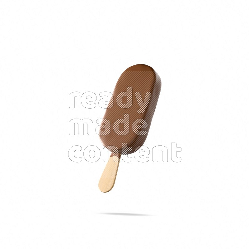 Chocolate ice cream stick mockup isolated on white background 3d rendering