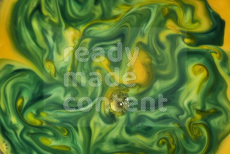 A close-up of abstract swirling patterns in orange and green