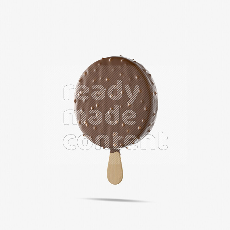 Chocolate ice cream stick mockup isolated on white background 3d rendering