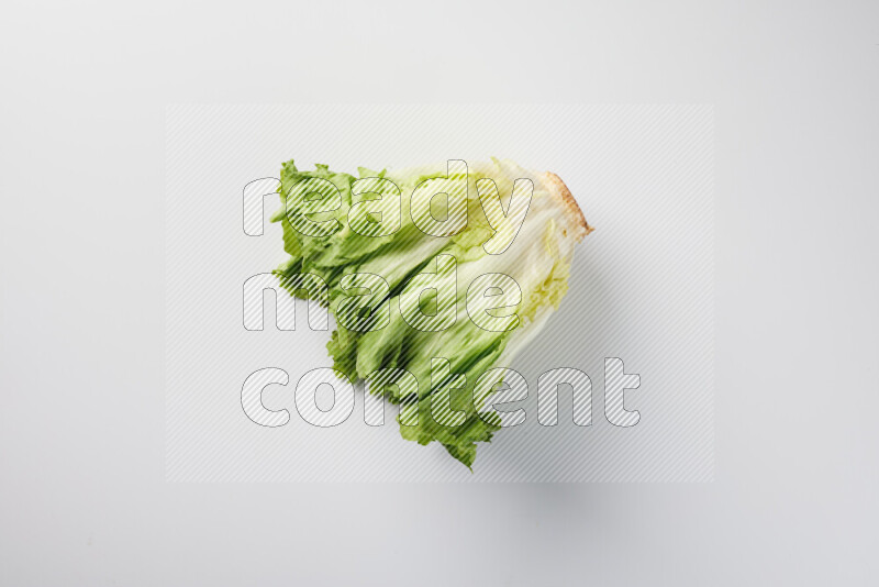 رأس من الخس طازج بأوراق خضراء على خلفية بيضاء