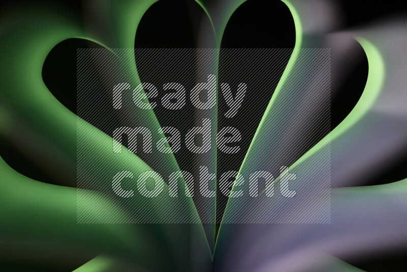 فن تجريدي يعرض منحنيات وتدرجات اللون الأخضر والأبيض مكونه بضوء ملون