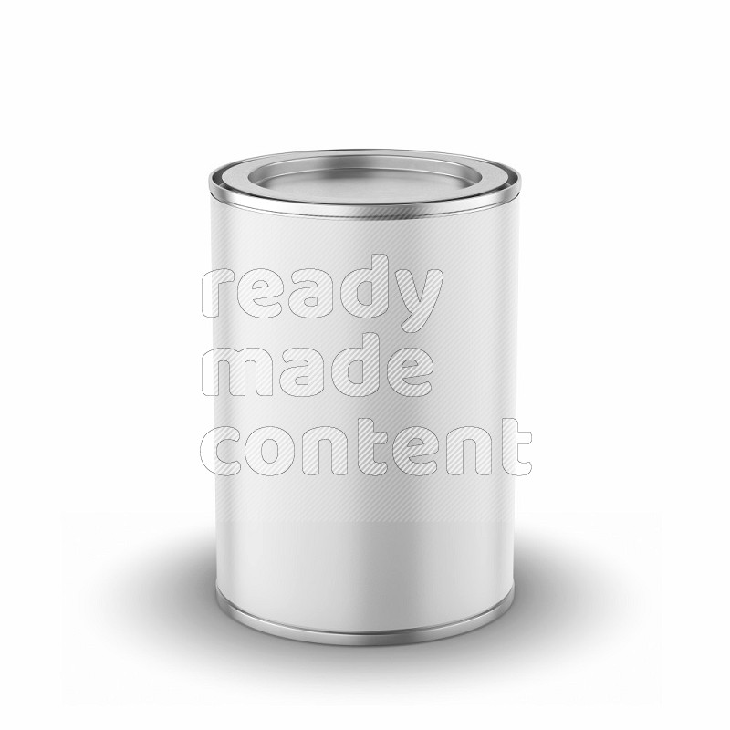 Metal tin can mockup with lever lid and blank label isolated on white background 3d rendering