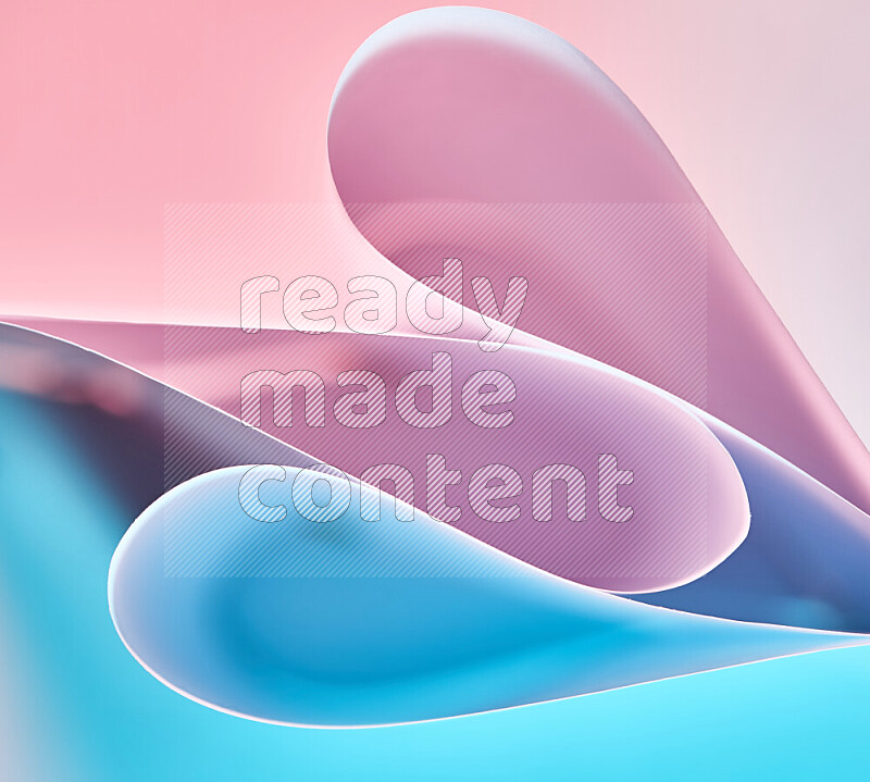An abstract art of paper folded into smooth curves in blue and pink gradients