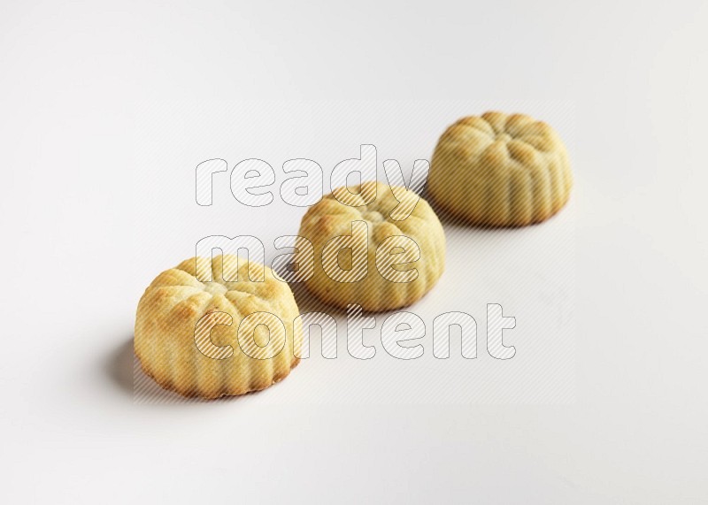 Three Pieces of Maamoul direct on white background