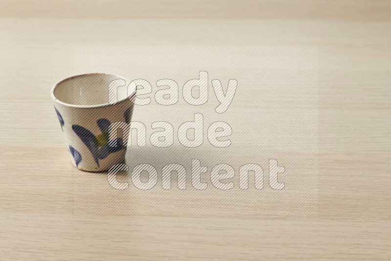 Pottery Cup on Oak Wooden Flooring, 15 degrees