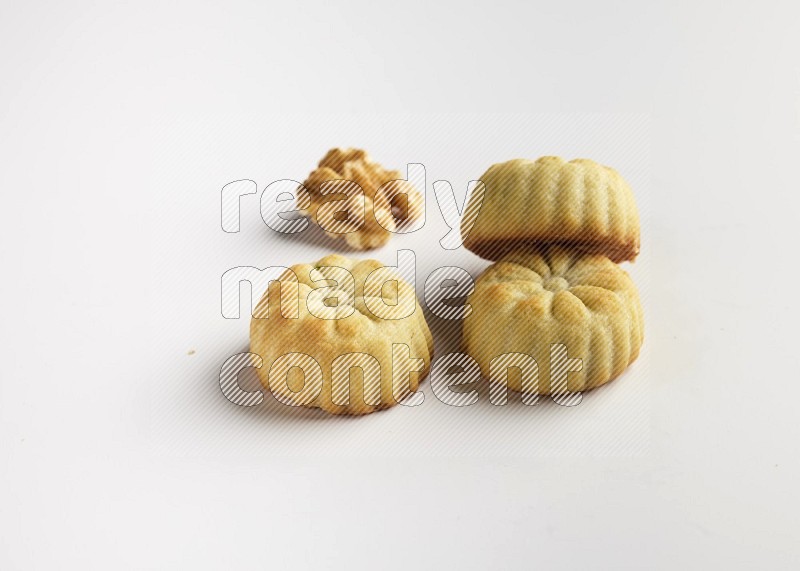 Three Pieces of Maamoul direct on white background