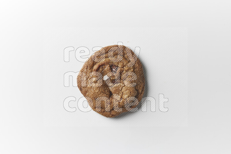 A single chocolate chips cookie on a white background