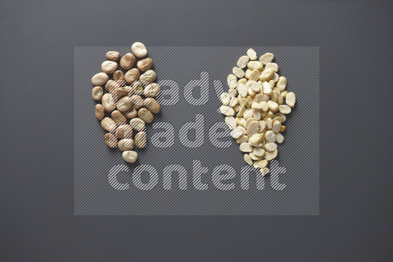 Bunches of legumes on grey background