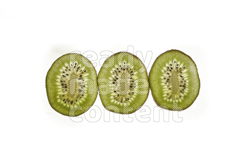 Kiwi slices on illuminated white background
