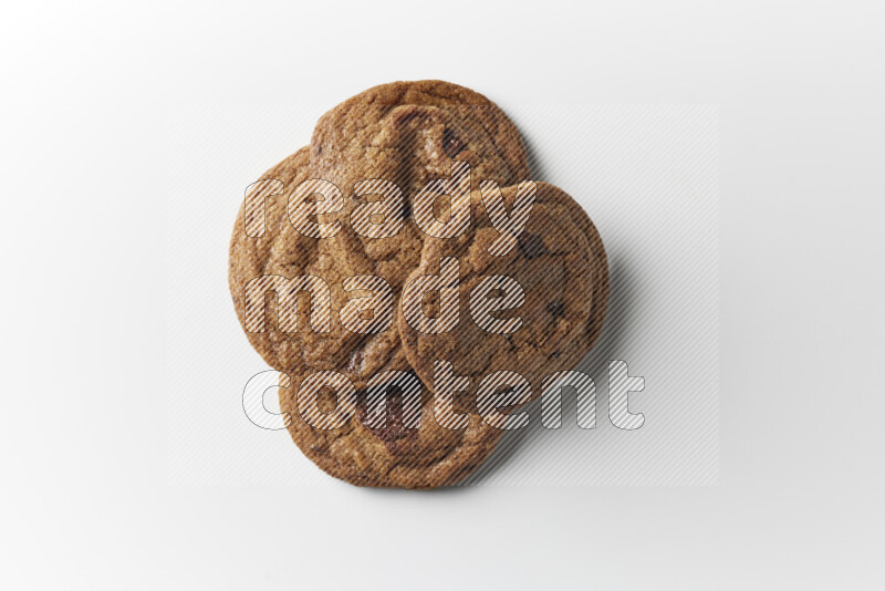 Chocolate chips cookies on a white background