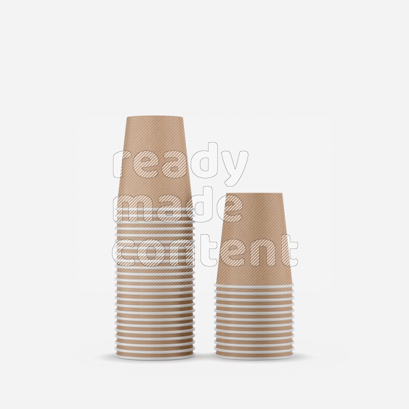 Set of matte paper cups mockup isolated on white background 3d rendering