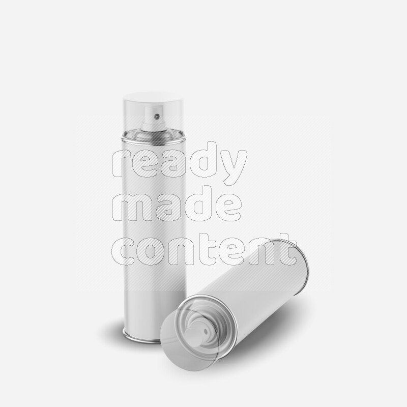 Metal spray bottle mockup with transparent cap and label isolated on white background 3d rendering