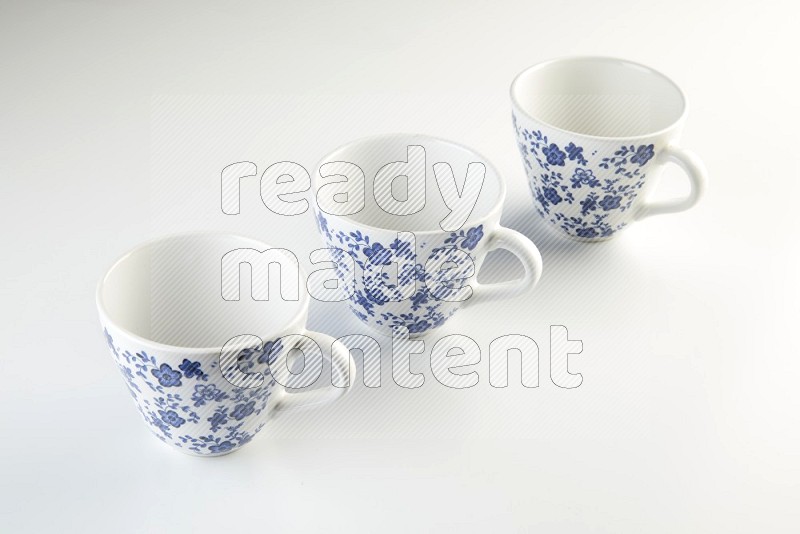white and blue mug on white background