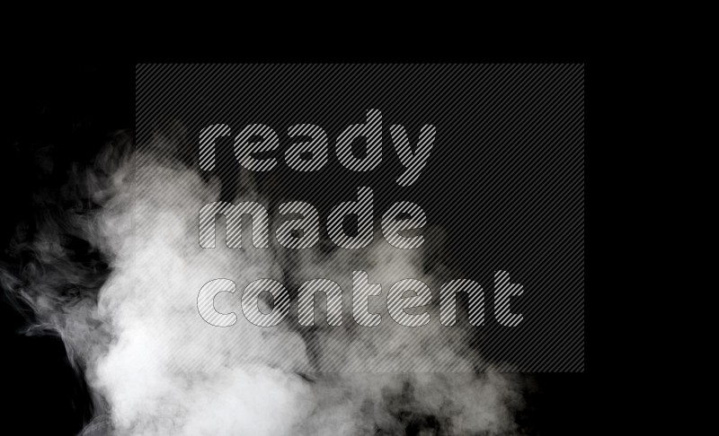 irregular white smoke on black background.