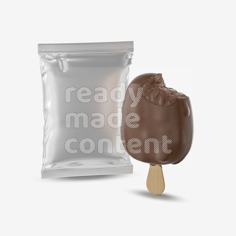 Chocolate ice cream stick mockup isolated on white background 3d rendering