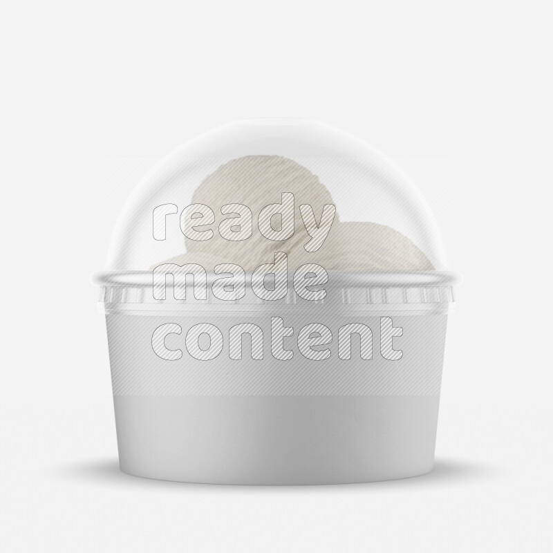 Ice cream in a white rough paper cup mockup isolated on white background 3d rendering