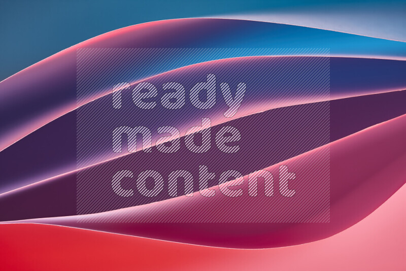 This image showcases an abstract paper art composition with paper curves in blue, purple and red gradients created by colored light