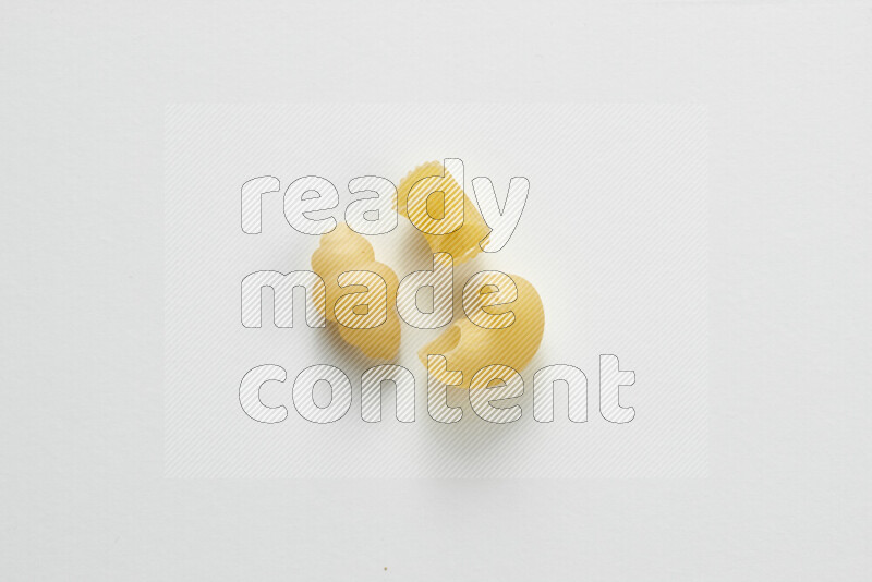Different pasta types on white background
