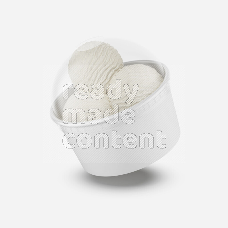Ice cream in a white rough paper cup mockup isolated on white background 3d rendering