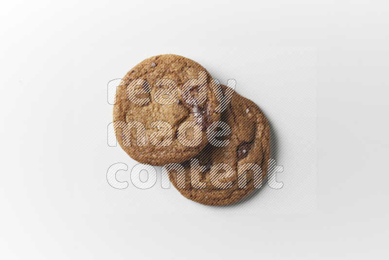 Chocolate chips cookies on a white background