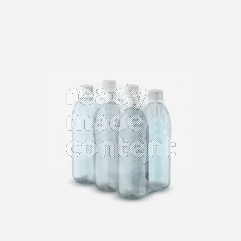 Plastic water bottles mockup wrapped isolated on white background 3d rendering
