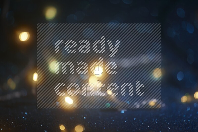 Bokeh light in yellow with blue background