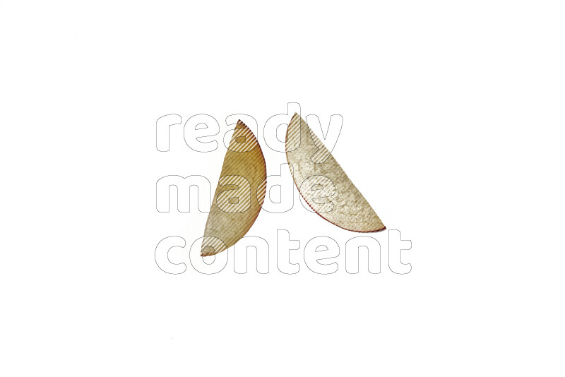 Plum slices on illuminated white background