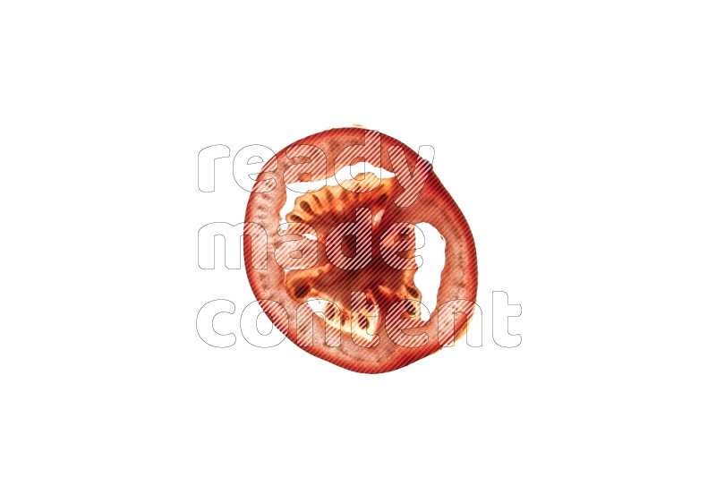 Tomatoes slices on illuminated white background