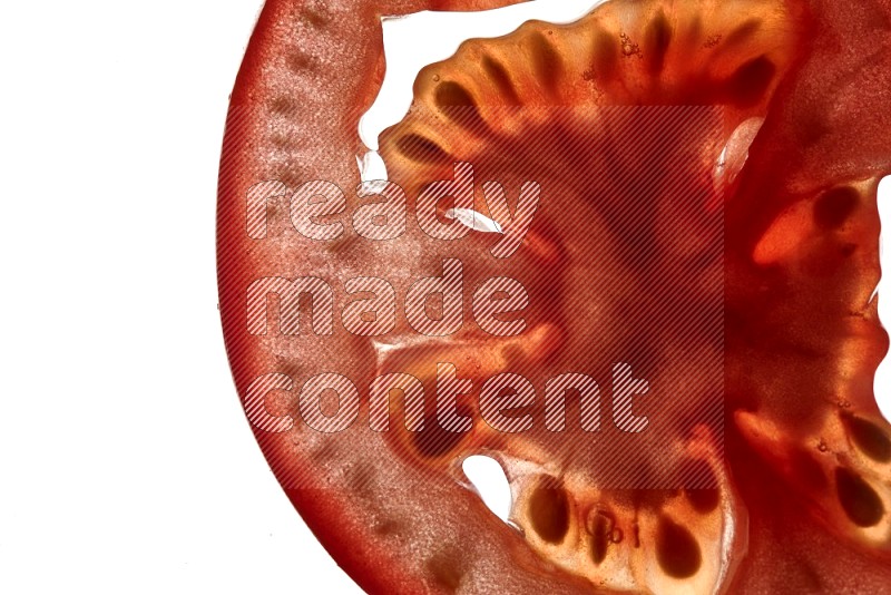 Tomatoes slices on illuminated white background