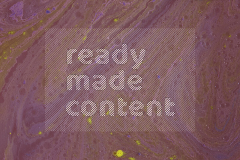 The image depicts a marbling effect with swirling patterns of purple and yellow