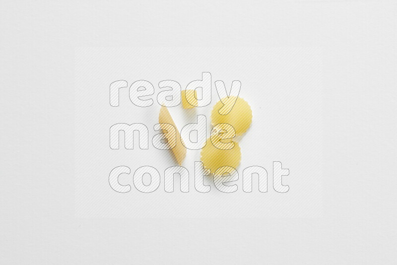 Different pasta types on white background