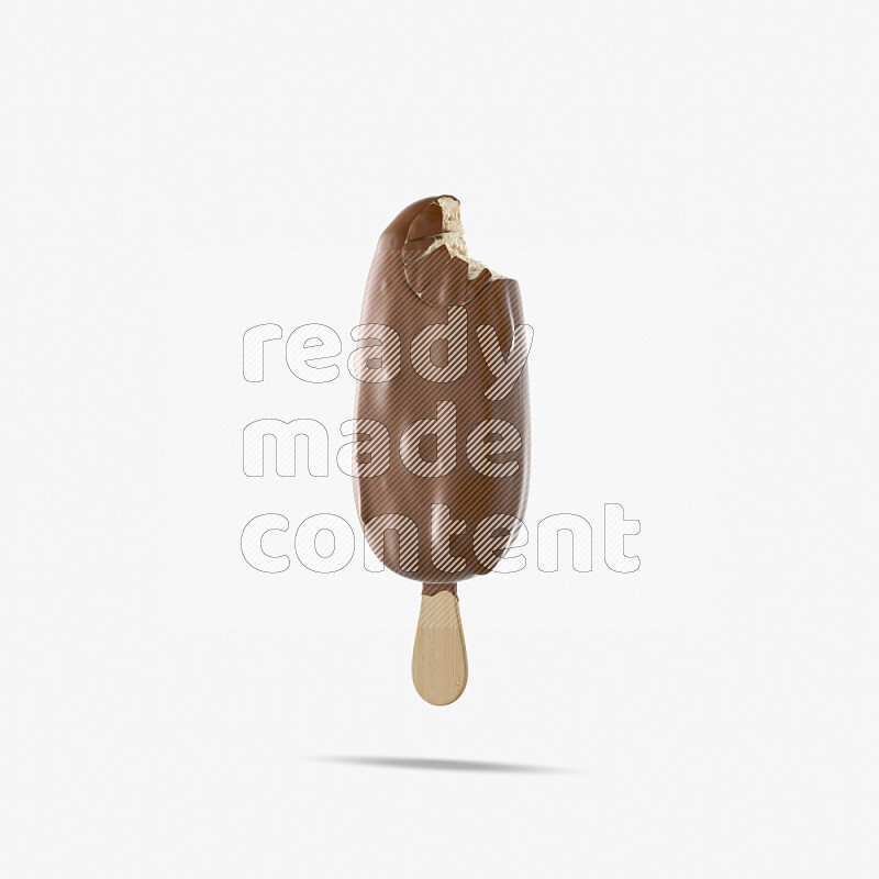 Chocolate ice cream stick mockup isolated on white background 3d rendering