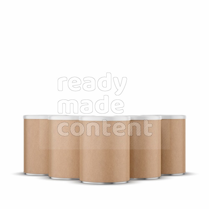 Set of Kraft paper tube mockup with plastic cap isolated on white background 3d rendering