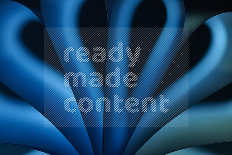 An abstract art piece displaying smooth curves in blue gradients created by colored light