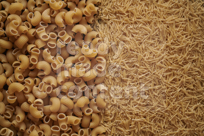 2 types of pasta filling the frame