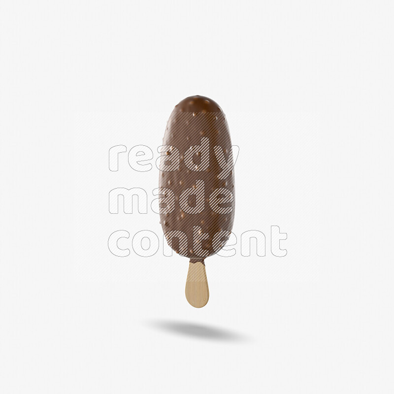 Chocolate ice cream stick mockup isolated on white background 3d rendering