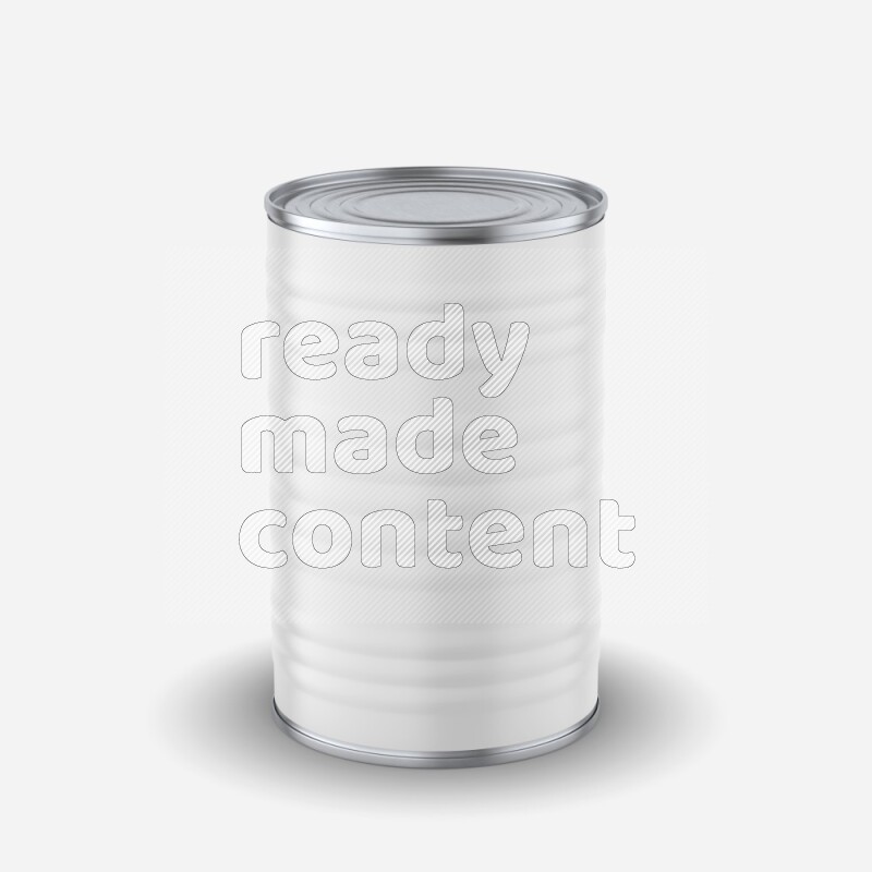 Glossy metallic tin can mockup with white blank label isolated on white background 3d rendering