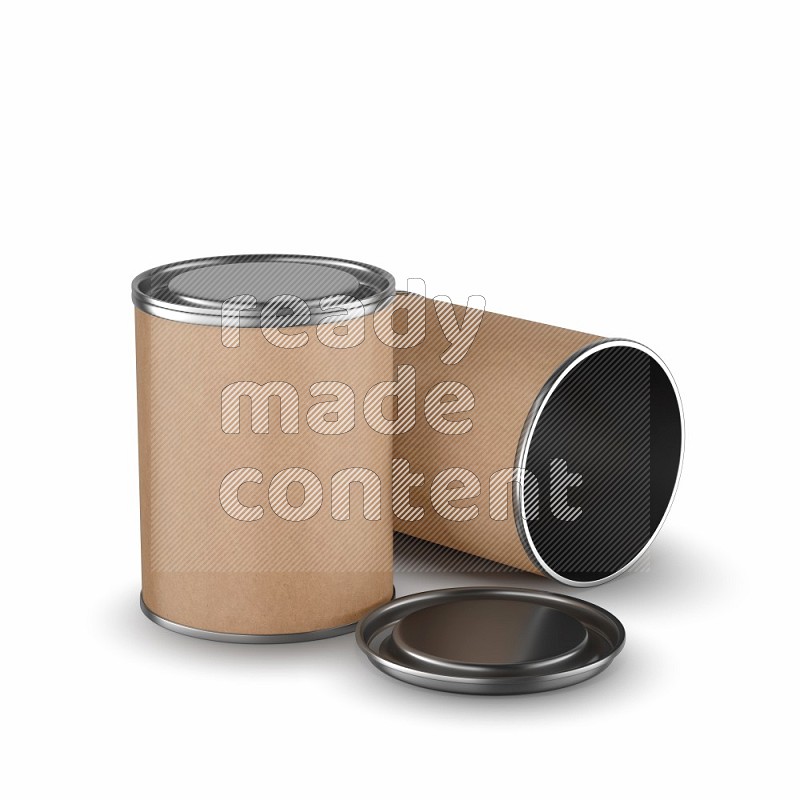 Small kraft paper tube mockup with metal lid isolated on white background 3d rendering